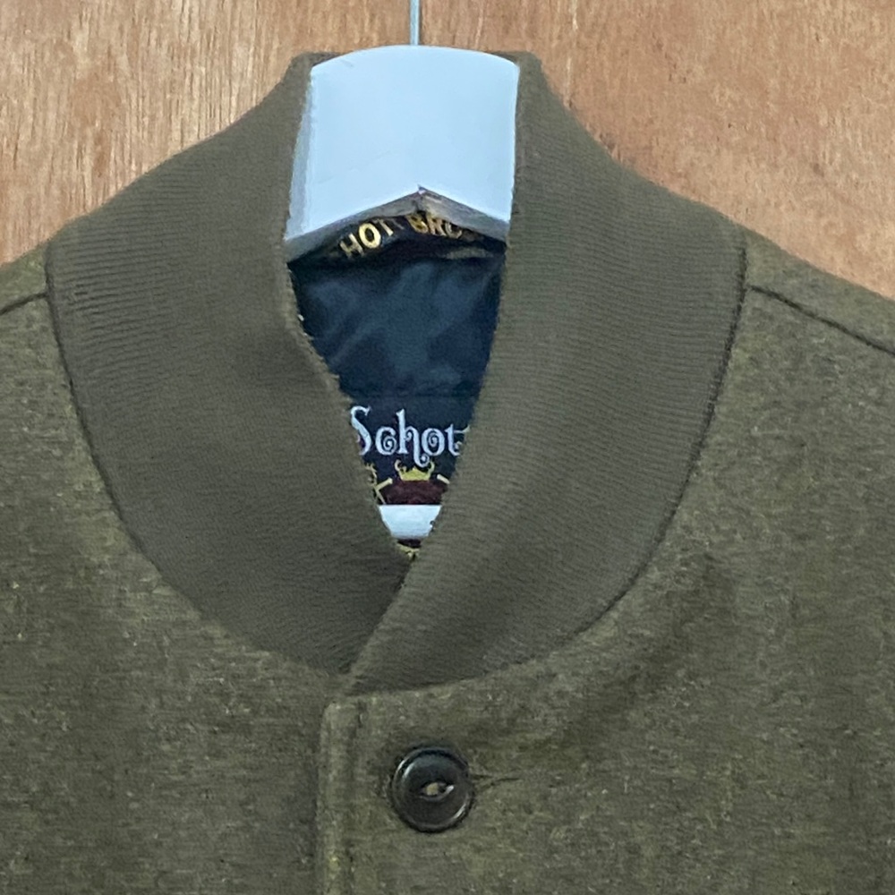 Schott nyc Olive Green and Black Men's  vintage Varsity Jacket - Picture 2 of 16